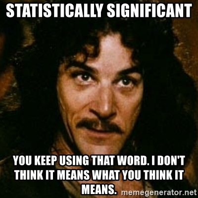 A Meme where a person says: "Statistically significant. You keep using that word. I don't think it means what you think it means."